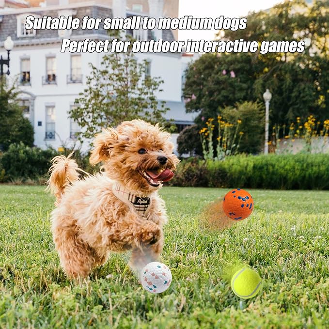 Dog Balls for Aggressive Chewers: Mini Tennis Balls for Dogs, Small Breed - Indestructible, Floating, Bouncy, Odourless, 2.5" (4 Pack)