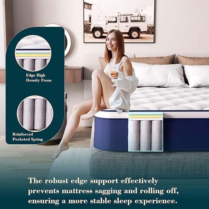 King Size Mattress - 12 Inch Gel Memory Foam Hybrid Mattress, Medium Firm, Pressure Relief & Motion Isolation, 100 Nights Trial, 75 * 80 in