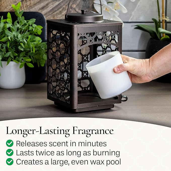 Candle Warmers Etc. Garden Candle Warmer Lantern – for Top-Down Warming & Flame-Free Fragrance