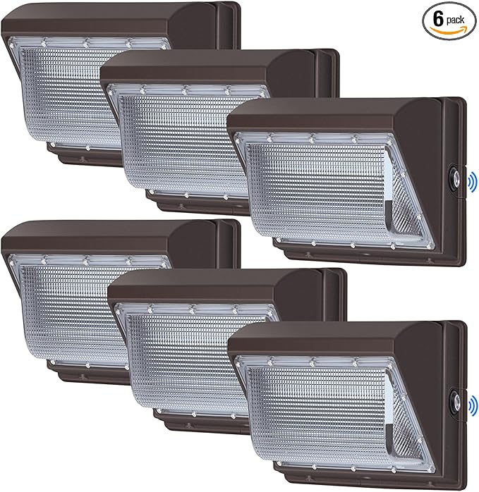 120W LED Wall Pack with Photocell, 5000K 15840LM Dusk to Dawn Lights Security Switch Control Outdoor Wall Light, Commercial Waterproof Rust-Proof Outside Lighting for Barn Shop Garage 6 Pack