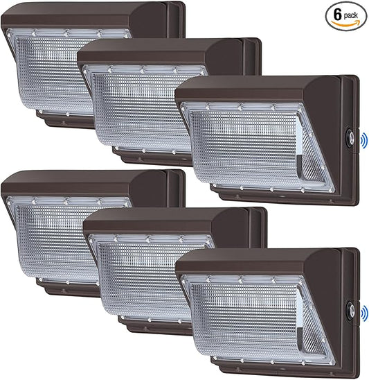120W LED Wall Pack with Photocell, 5000K 15840LM Dusk to Dawn Lights Security Switch Control Outdoor Wall Light, Commercial Waterproof Rust-Proof Outside Lighting for Barn Shop Garage 6 Pack