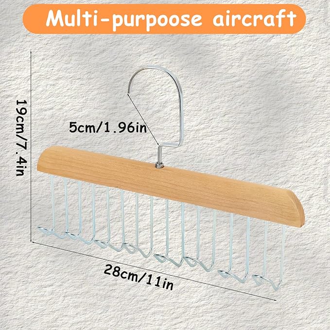 2Pcs Anti Slip Multi Hook Coat Racks,Bra Hangers for Closet Organizer with 8 Hooks 360 °Swivel Belt Hanger for Closet for Belt, Tie, Tank Top, Bra, Scarf (Beige)