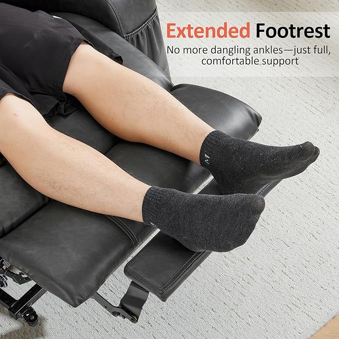 MCombo Electric Power Lift Recliner Chair Sofa with Massage and Heat for Elderly, 3 Positions, 2 Side Pockets, and Cup Holders, USB Ports, Faux Leather 7040 (Grey, Medium)