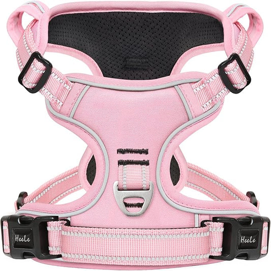 HEELE Dog Harness Dog Harness Small Dog No Pull Harness with Soft Handle Reflective Harness Adjustable, Pink, XS
