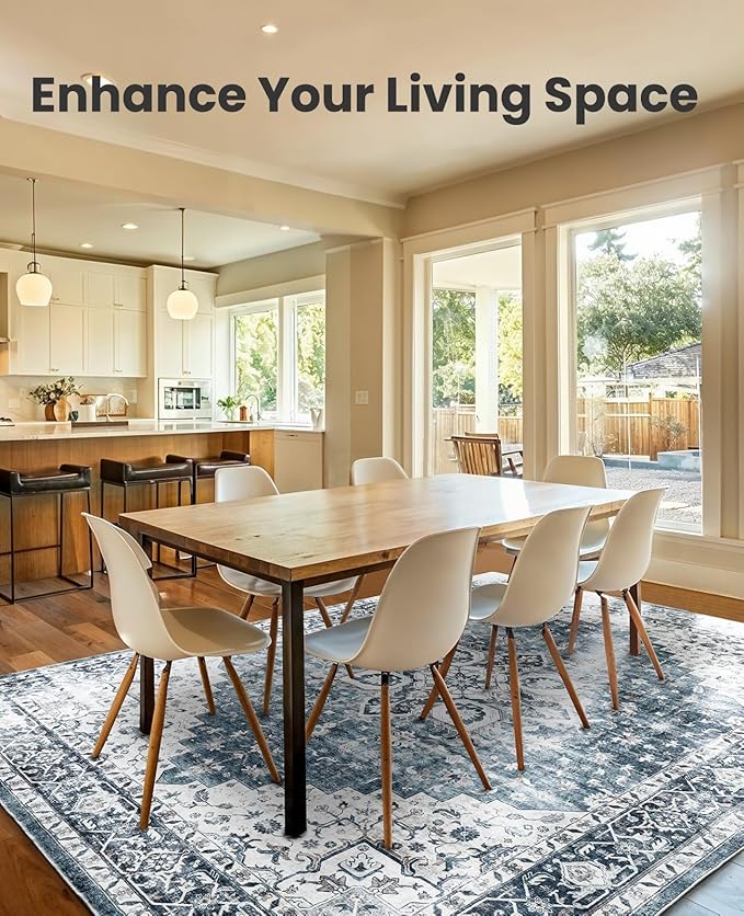 AMADA HOMEFURNISHING 5x7 Area Rugs, Washable Living Room Rug Low-Profile with Non-Slip Backing & Durable Edge Binding, Vintage 5x7 Rugs for Living Room, Bedroom, Dinning Room