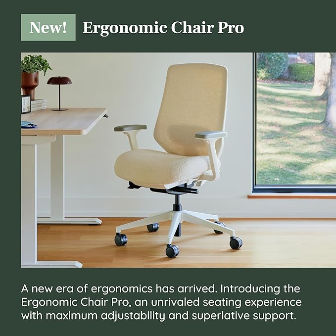 Branch Ergonomic Chair Pro - Mesh Office Chair with 14 Points of Adjustment - Height, Depth & Tilt Adjustable - 5D Armrests - Forward Tilt, Smooth Recline, and Lumbar Support - Ivory Boucle