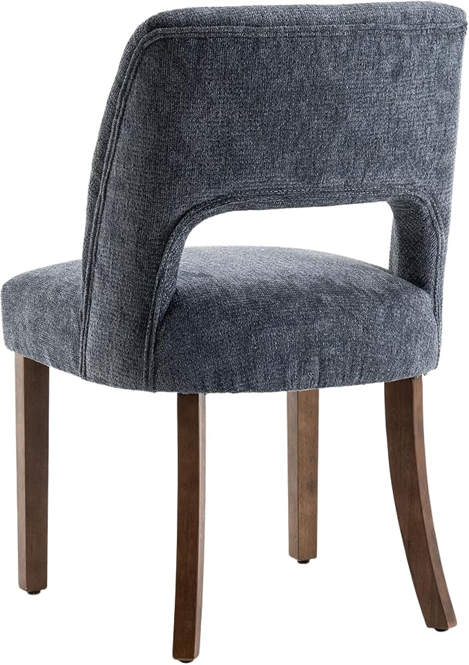 VKNOW Wooden Dining Chairs Set of 2, Modern Fabric Upholstered Dining Room Chair Kitchen Chairs, Farmhouse Dinner Chair for Kitchen Dining Room, Navy