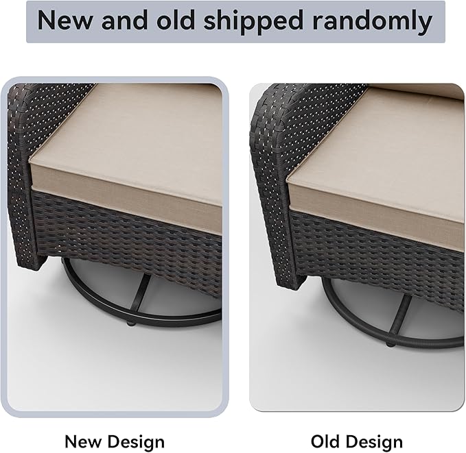 Kurapika 9 Pieces Patio Furniture Set, Rattan Sofa Set, Outdoor Conversation Sets w/Swivel Rocking Chairs Patio Sectional Sofa w/4 Inch Cushion, Sand