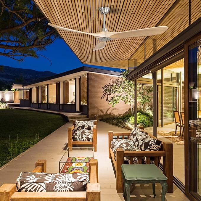 Sofucor Ceiling Fan without Lights, 60 Inch Low Profile Flush Mount Mordern Ceiling Fan with Remote for Indoor Farmhouse Bedroom Living Room Outdoor Patio Porch, Reversible DC Motor, Noiseless