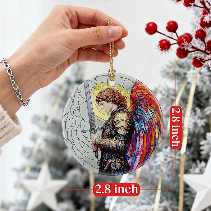 Archangel Michael Ornament, Spiritual Protection Decor, Christmas Ornaments, Christmas Decorations | Christian Gifts, Religious Gifts, Faithful Gift & Spiritual Guardian Gift, Giftbox Included