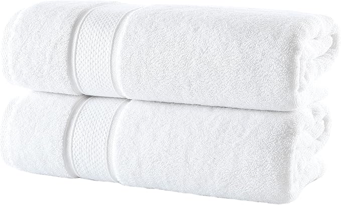 NOVA Luxury Linen - Hotel Quality Turkish Towel Set for Bathroom (2 Pcs Bath Towel Set, Pure White)