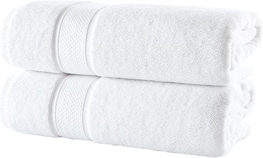 NOVA Luxury Linen - Hotel Quality Turkish Towel Set for Bathroom (2 Pcs Bath Towel Set, Pure White)