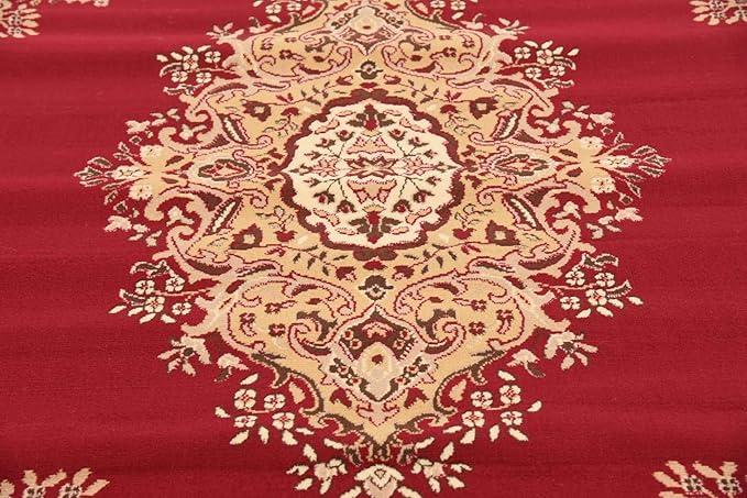 Unique Loom Reza Collection Traditional Persian Style Area Rug, Square 8' 0" x 8' 0", Burgundy/Ivory