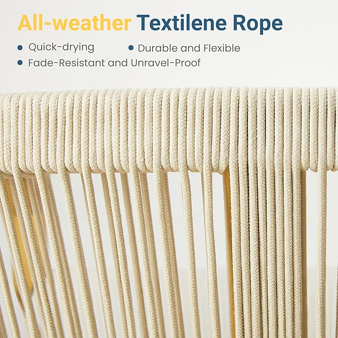 Wisteria Lane 7 Pieces Acacia Patio Dining Set for 6, Patio Dining Table and Chairs Set with Cushion, Modern Outdoor Dining Furniture Set for Lawn Backyard Garden Deck, Beige