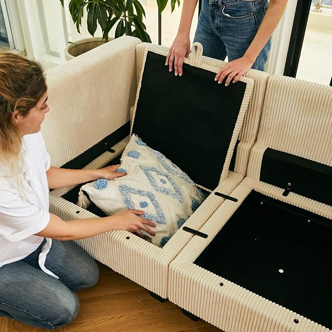 Belffin Modular Sectional Sofa Sectional Sleeper Sofa with Storages Sofa Bed Sectional Couches for Living Room (Beige)