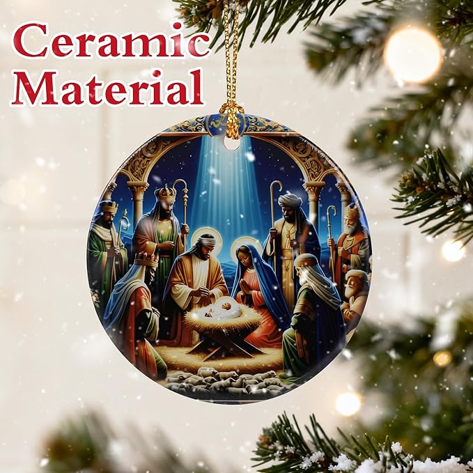 Nativity Scene Ornament, Religious Manger Scene Holiday Decor, Christmas Ornaments, Christmas Decorations | Christian Gifts, Religious Gifts, Gift Exchange & Gift Idea, Giftbox Included