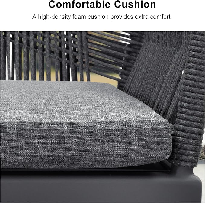 PURPLE LEAF 7 Pieces Outdoor Dining Set All-Weather PE Rattan Outdoor Patio Furniture Set with All Aluminum Frame Rectangular Table and Chairs Set for Lawn Garden Backyard Deck, Grey