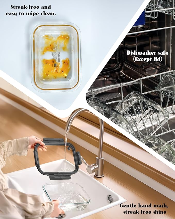 12-Pack Glass Containers with Tempered Lids – Borosilicate, Oven-Safe, Airtight, BPA-Free, Multi-Size for Meal Prep, Dishwasher Safe (Gray)