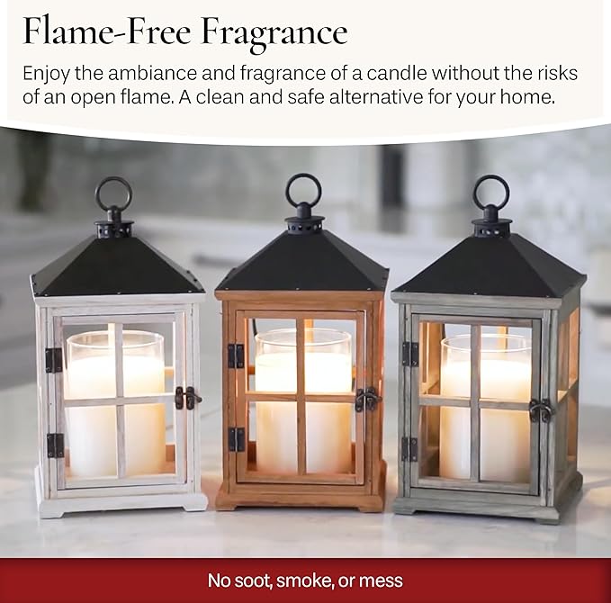 Candle Warmers Etc. White Wooden Farmhouse Candle Warmer Lantern – for Top-Down Warming & Flame-Free Fragrance
