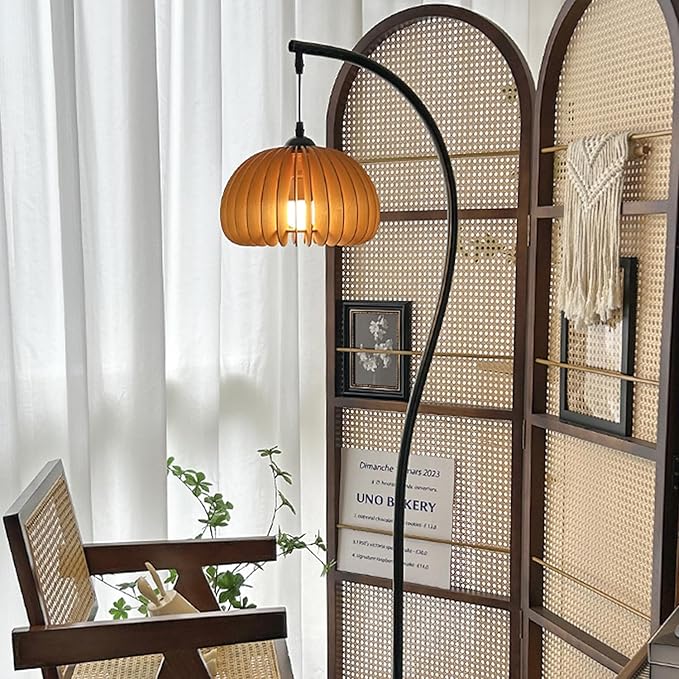 MIXL-Black Gooseneck Floor Lamp,Wood Reading Tall Lamp with 3-Color Temperature,Farmhouse Style Floor Light for Living Room Bedroom and Study Room