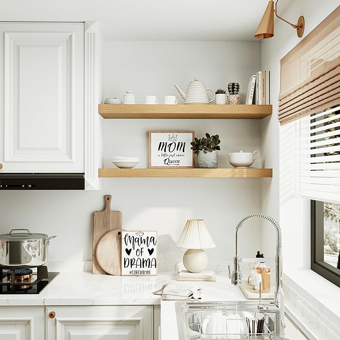 Vivelove 10 inches Deep Floating Shelves 36 inch Long, Single Wall Shelves Heavy Duty 70 lbs for Bedroom, Bathroom, Living Room, Kitchen, Office, Modern Shelf Home Decor, Set of 1, Oak