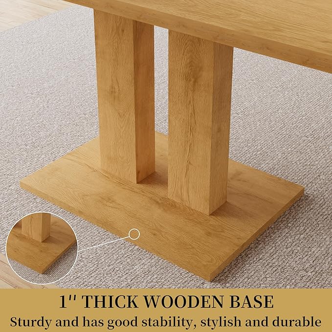 Modern 46" Dining Table, Rectangular Kitchen Table with Oak Finish, Compact Dining Room Table for 4, Sturdy Construction for Home, Apartment, Small Spaces (Table)