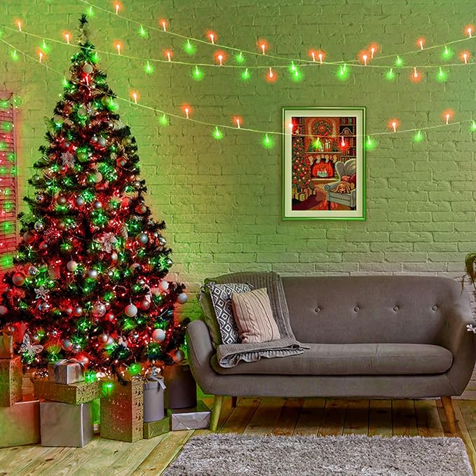 300 LED Christmas Lights Outdoor 100ft Extra Long Christmas String Lights 8 Modes Plug in Waterproof Fairy Lights with Timer Memory for Indoor Outside Bedroom Home Party Decoration, Red&Green