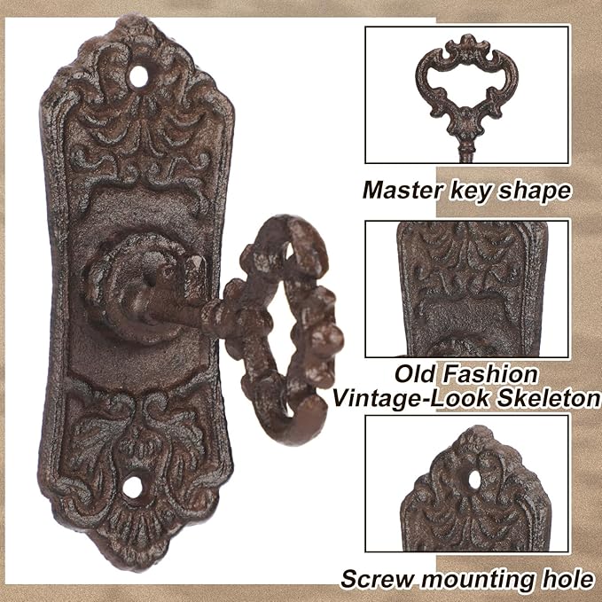 2 Pack Decorative Vintage Cast Iron Wall Hooks Ocean Theme Key Wall Holder for Hanging Coats Key Bags Hats Towels Hanger Rustic Farmhouse Decor