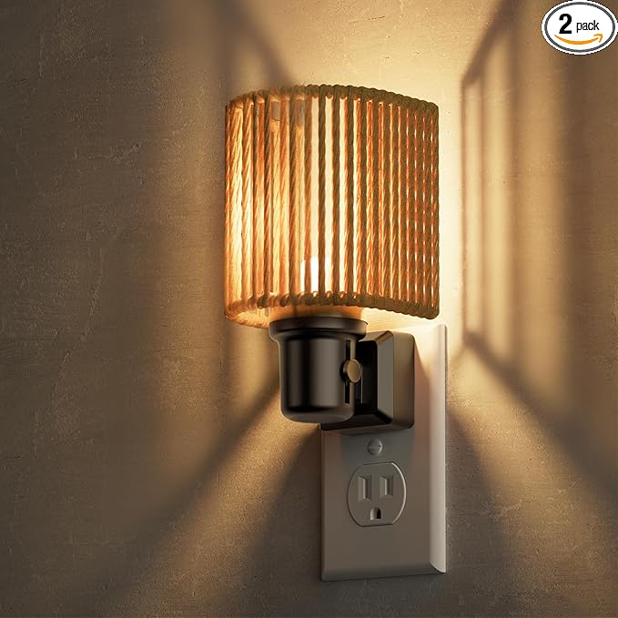 L LOHAS LED Night Lights Plug into Wall, Plug in Night Light, Bohemian Nightlight Dimmable with Light Sensor, 3000K, Boho Nightlights Farmhouse Decorative for Bedside Bedroom Bathroom Hallway, 2 Pack