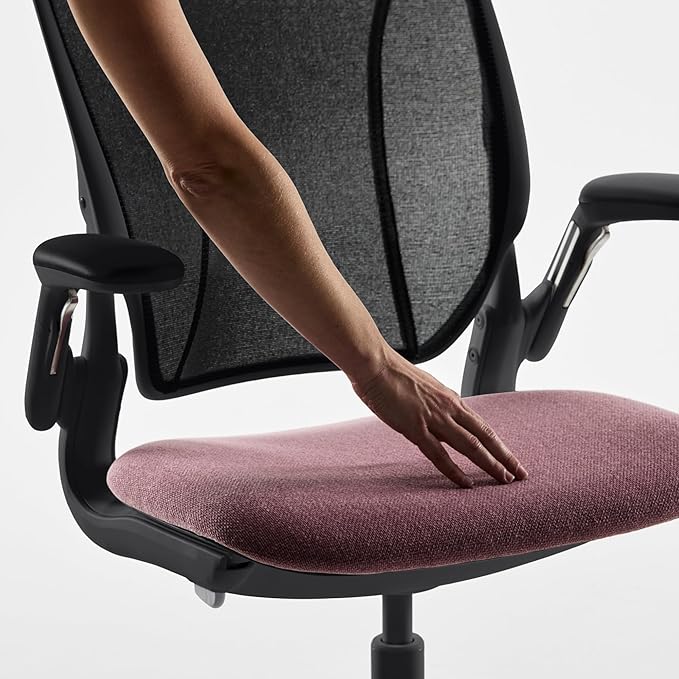 Humanscale World LM Task Chair with Black Frame, Adjustable Arms, Poppy Seed Catena Mesh Backrest and 0771 Autumn Seat