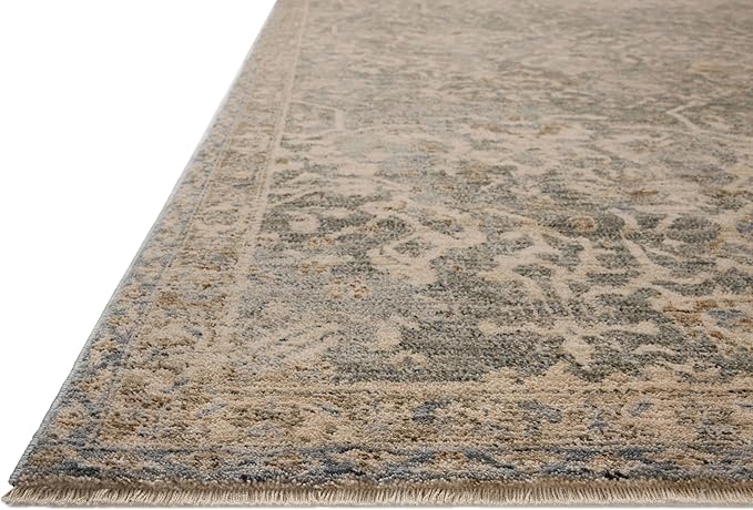 Loloi Magnolia Home by Joanna Gaines Junie Collection JUE-01 Blue/Natural 5'-3" x 5'-3", .38" Pile Height, Round Area Rug