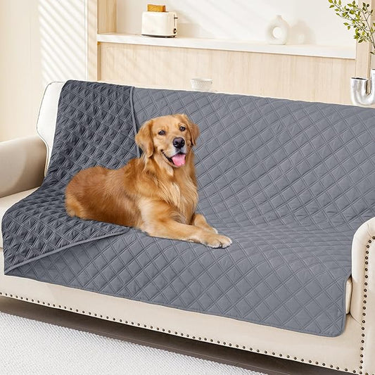 Smiry Waterproof Dog Blanket, Reversible Dog Bed Cover Pet Blanket, Soft Pet Couch Covers for Sofa Washable, Bed Couch Sofa Furniture Protector for Puppy Cat Kids (52"x82", Grey/Dark Grey)