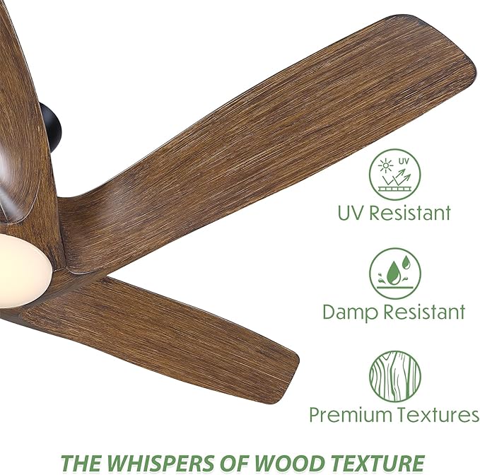 60 Inch Ceiling Fans with Lights and Remote,5 Blades Large Walnut Ceiling Fan, Outdoor Ceiling Fan with 6 Speeds,Reversible DC Motor, Timer for Living Room, Farmhouse, Patio(Dark Brown)