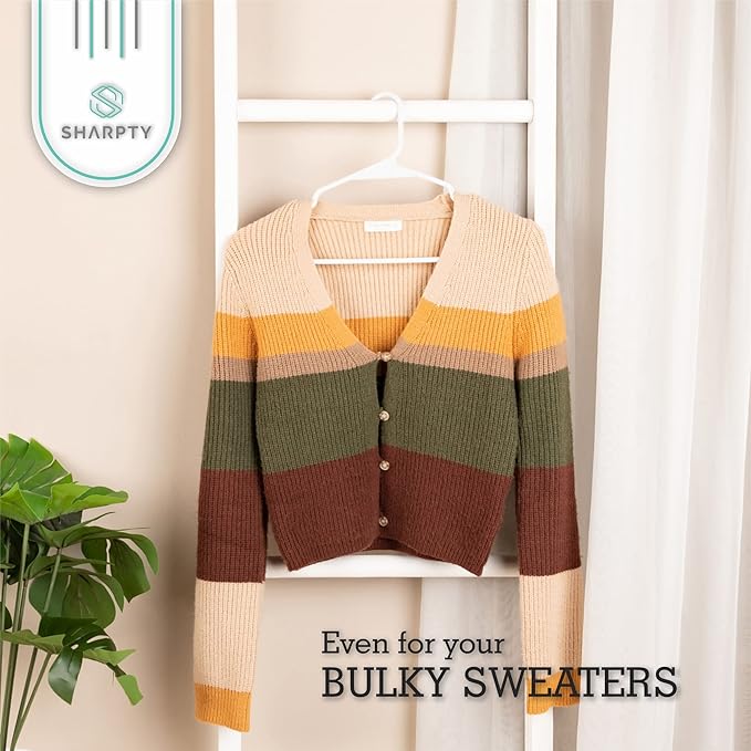 Sharpty Plastic Hangers, 35 Pack, Slim, Space Saving, Heavy Duty, White