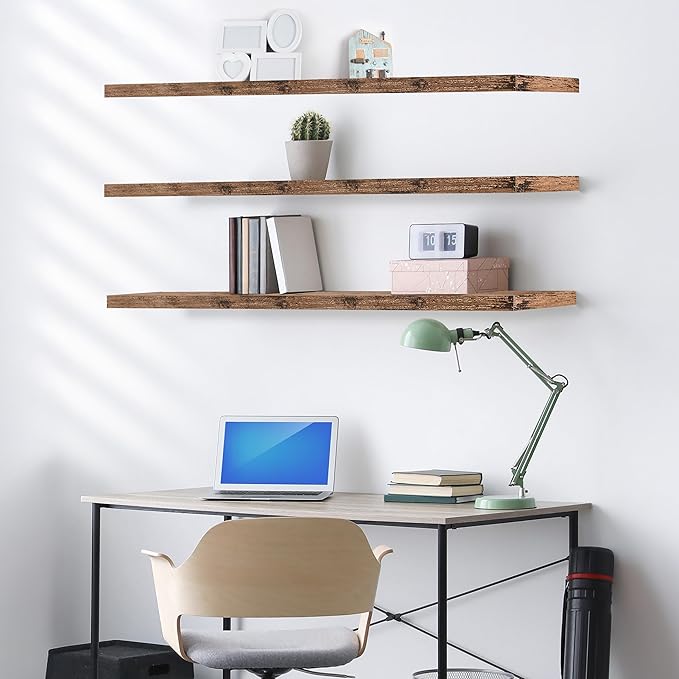 Sorbus Floating Shelves for Wall - 55 Inch Extra-Long Bathroom Shelves, Wall Decor for Bedroom, Kitchen, Living Room, Book Storage - Mounted Floating Shelf with Hidden Brackets (Mahogany, 3 Pack)