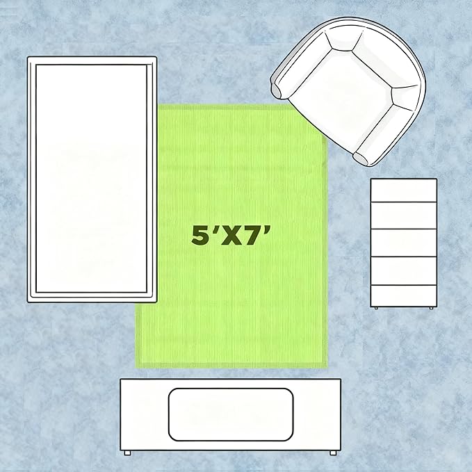 Bedroom Rug 5x7 Area Rugs Washable Green Rugs for Living Room