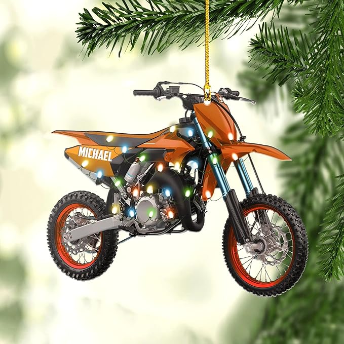 Personalized Dirt Bike Acrylic Ornament 2025, Personalized Christmas Tree Decoration, Unique Holiday Keepsake, Gift for Dirt Bike Lovers, Riders, Family Style 3