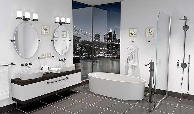 Gatco 1391MX Table Mirror, Matte Black/ 7.50"