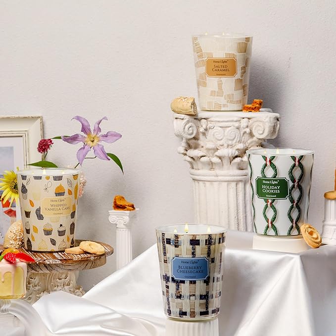 HomeLights Large jar Candle | 3-Wick Long-Lasting Scented Candles, 34oz Natural Soy Wax Candle for Home Scented, Rustic Modern Gifts for Women & Men, Salted Caramel