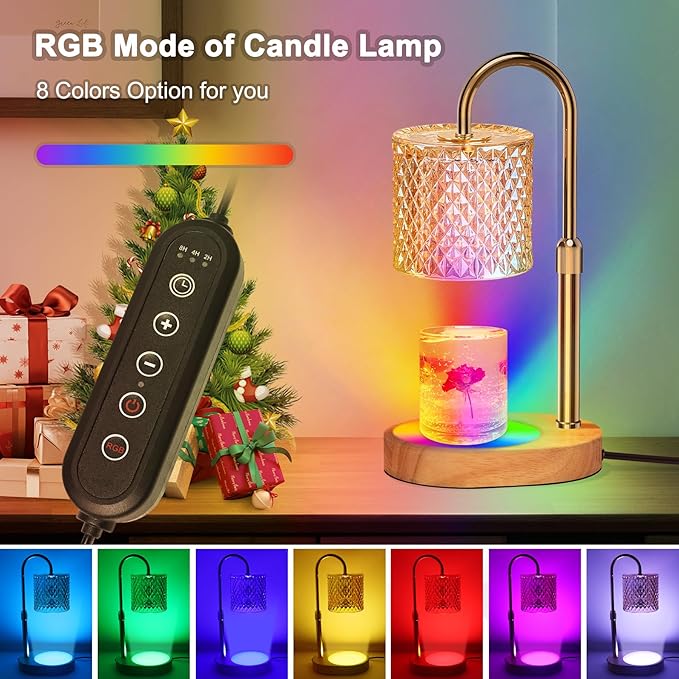 Candle Warmer Lamp, Candle Warmer Lamp with Timer, Wax Warmer with RGB Light and Dimmer, Height Adjustable - Perfect Housewarming Gift for Mom and Women