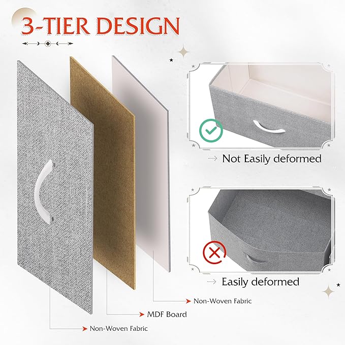 WLIVE Night Stand, Gray Nightstand with 2 Fabric Drawers, Small Dresser for Bedroom, Closet, College Dorm, End Table Side Furniture, Wood Top, Light Grey