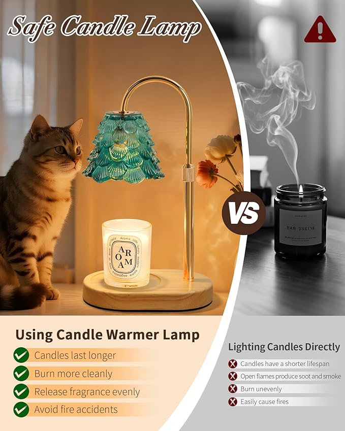 Seniny Electric Candle Warmer Lamp - with Time Dimmable Adjustable Height Candle Lamp Warmer for Jar Candles,Christmas Wax Melt Wamer, Birthday Gifts for Women Mom, House Warming Gifts New Home Decor