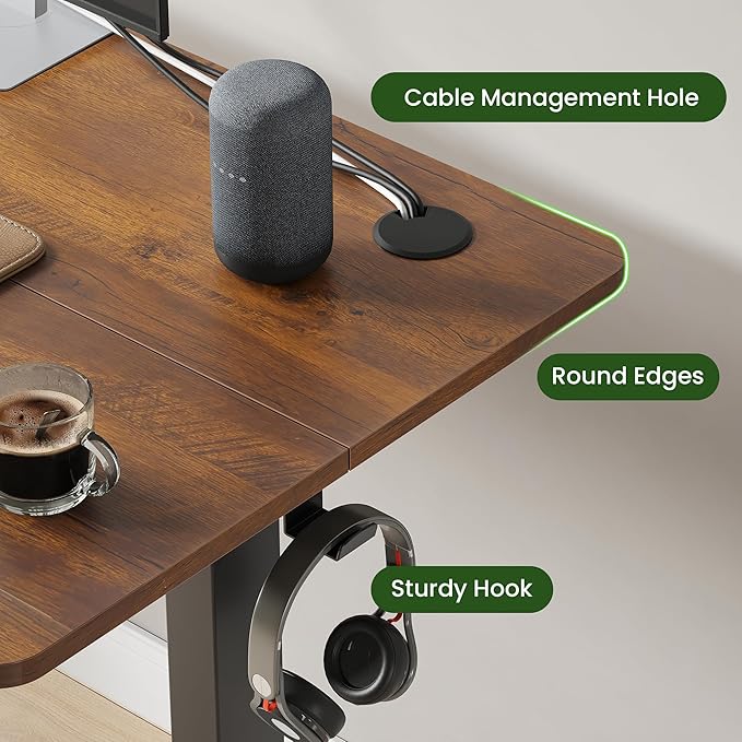 Casaphoria 40 x 24 inches Electric Standing Desk, Sit to Stand Desk with Memory Height Adjustment, Home Office Computer Desk for Writing and Gamess, Brown