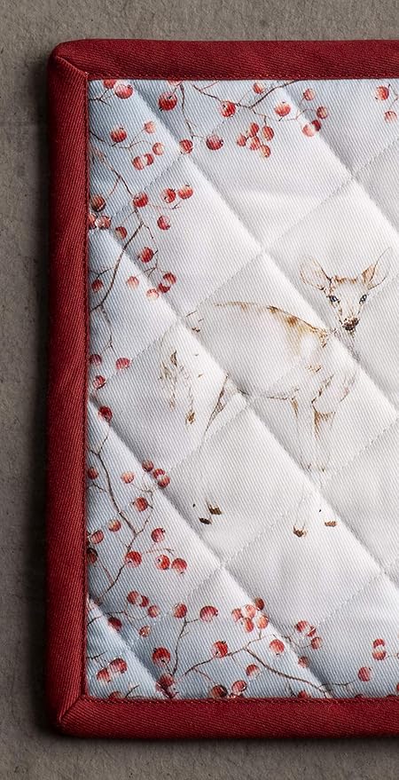 Maison d' Hermine Pot Holders 100% Cotton Heat Resistant Potholders 8" x 8" Hot Pads with Loop for Thanksgiving Christmas Decorations BBQ Cooking Handling Hot Pans (Pack of 1, Fairy Tale Forest)