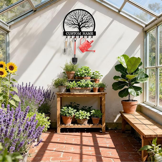 Personalized Key Holder Wall Mount, Custom Tree of Life Metal Keys Hanger for Wall with Name, Custom Key Rack Holder with Hooks for Home, Entryway, Front Door, Living Room, Kitchen, Bathroom