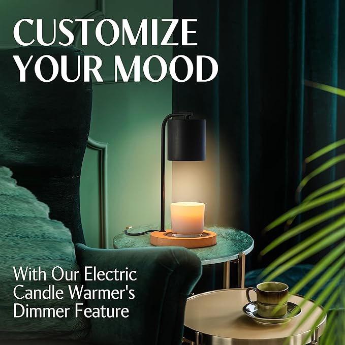 Candle Warmer Lamp with Timer and Dimmer & Includes 2 Bulbs, Electric Wax Candle Lamp Warmer for Jar Candles, Home Decor Aesthetic, and House Warming Gifts - Black Wood