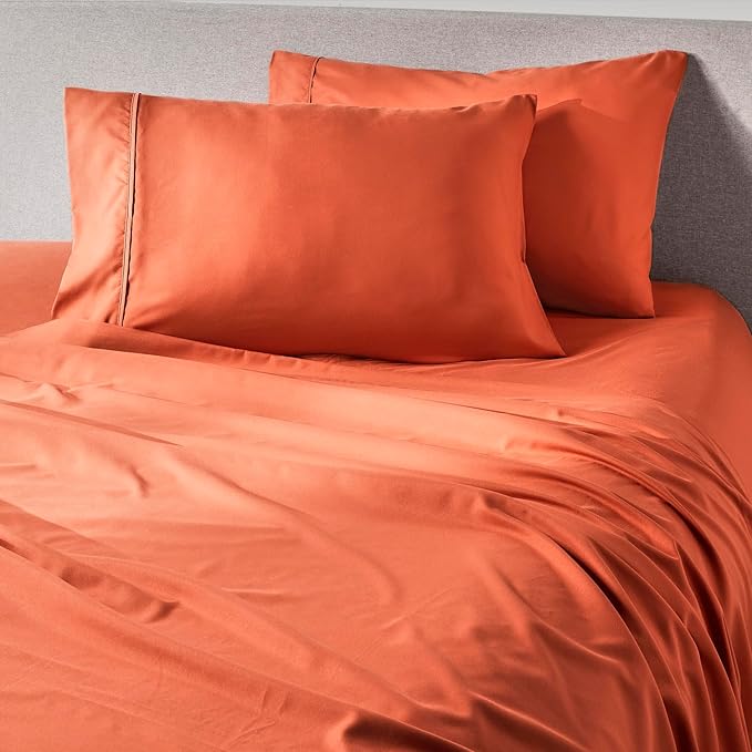 PeachSkinSheets Pumpkin Spice Sheet Set - 1500tc Level of Softness - Extra Soft Cooling Sheets for Hot Sleepers and Night Sweats - Split Head King Size (36" Split)