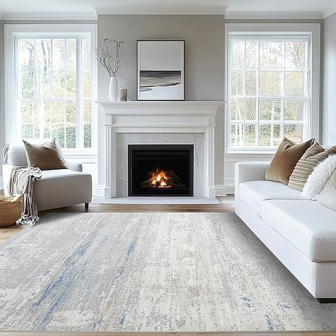 Washable Rugs 5x7 Area Rugs for Living Room- Modern Abstract Rugs for Bedroom,Dining Room,Large Soft Low Pile Carpet with Non Slip Rubber Backing,Neutral Accent Nursery Rug for Home Office