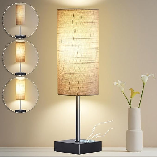 AVV Cordless Table Lamp with Dimmable, Rechargeable 3 Modes Battery Powered Bedside Lamp, Battery Operated Lamps for Night Stand, Touch Lamp for Bedroom, Living Room, Reading Room, 15 Inch Grey