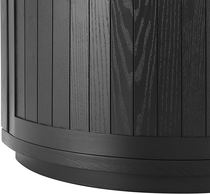 Christopher Knight Home Tian Modern Wooden Kitchen Sideboard Cabinet with Metal Handles, Living Room Storage Cabinet with Shelves, Spacious Dining Room Cupboard with 4 Doors, Curved Form, Black